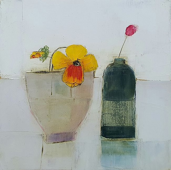 Eithne  Roberts - Pansy and small jar
